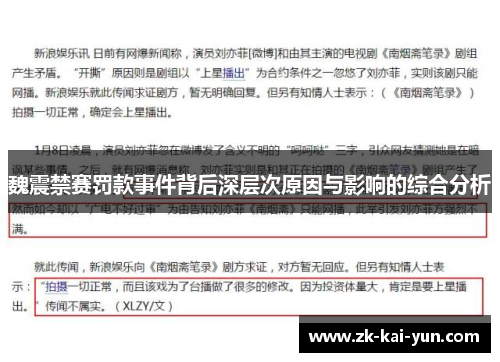 魏震禁赛罚款事件背后深层次原因与影响的综合分析